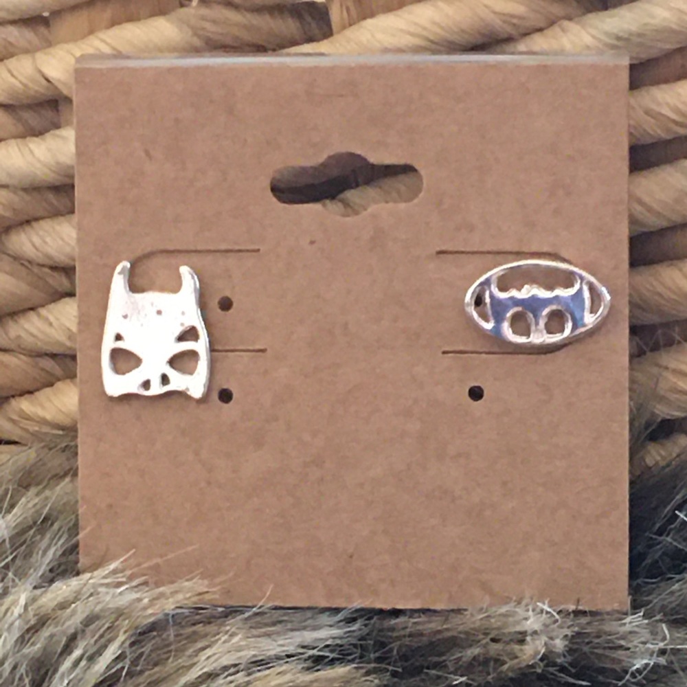 Batman silver plated pierced earrings